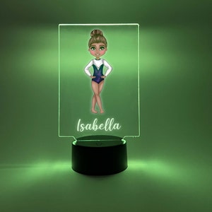 Gymnastics Sign Night Light Up Lamp Personalized Free Custom Engraved 16 Color Options & Remote Control Best Gymnastics Gift, Gymnast Trophy