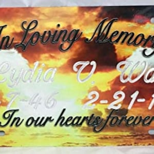 In Loving Memory R.I.P Personalized Custom License Vanity Plate Free Engrave Auto Car Tag Vehicle License Plate Custom Designed, Great Gift