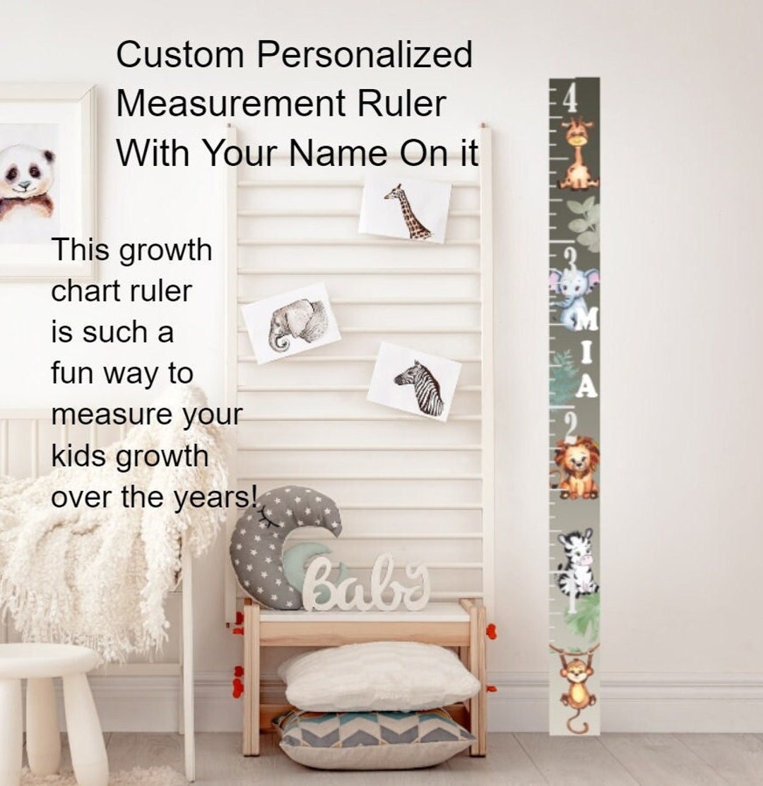 Custom Personalized Measurement Ruler Premium Acrylic Zoo Baby Safari