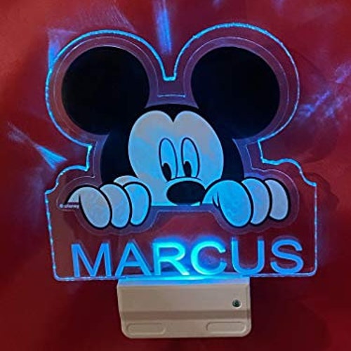 Mickey Mouse Night Light Multi Color Personalized LED Wall | Etsy