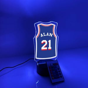 Personalized Name & Number Basketball Jersey Player Fan Team Sports Themed Night Light 16 Colors Lamp LED Room Man Cave Decor, Philadelphia
