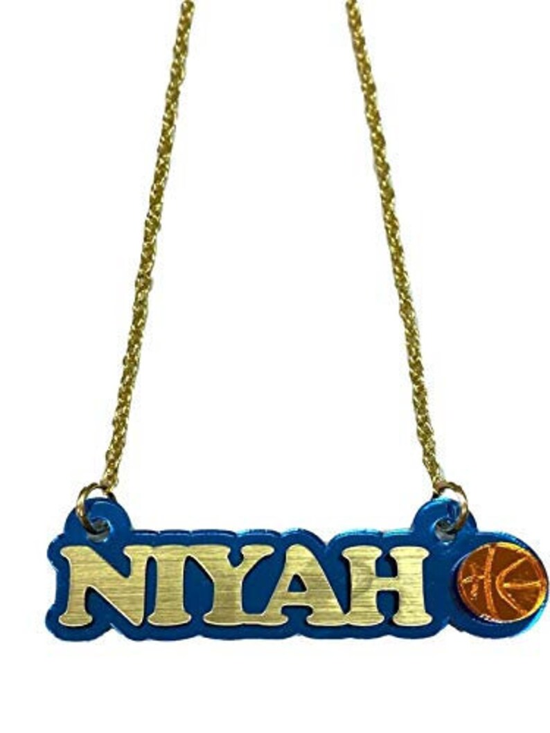 Basketball Name Plate Custom Name Necklace Nameplate Etsy