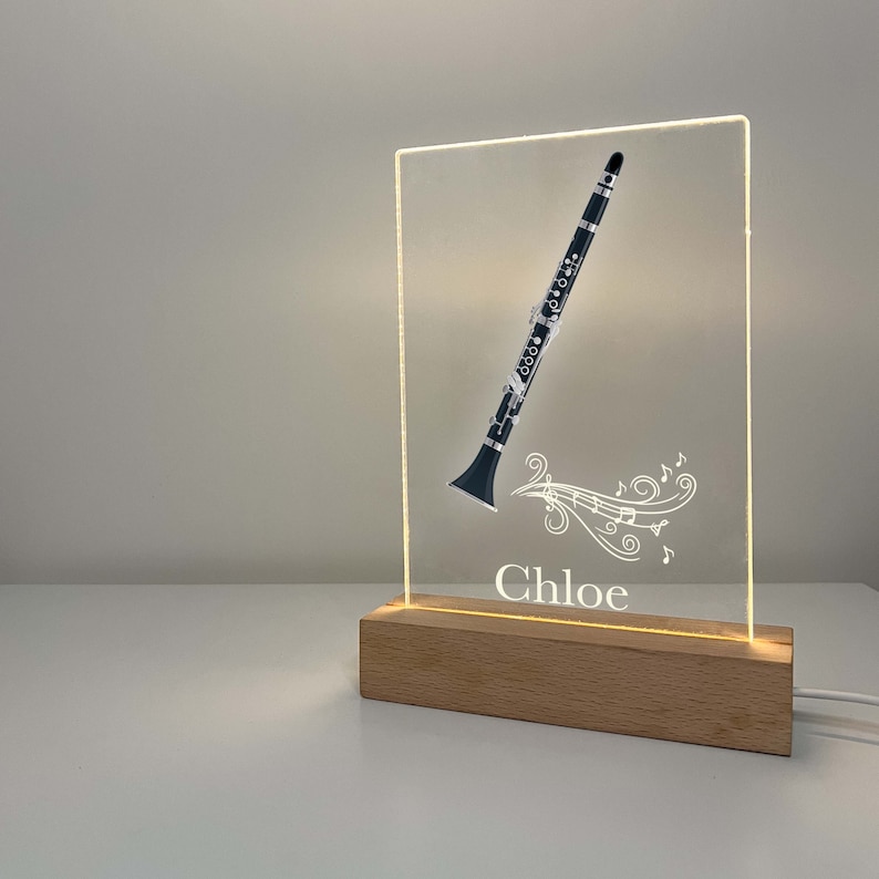 Clarinet Player, Wind Instrument Night Light Up Table Lamp LED Personalized Custom, Gift For Musicians, Clarinetists, Music Band Lovers Gift image 2