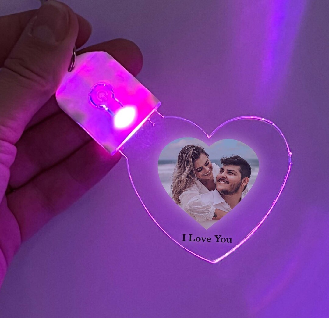 LED Light up Keychains Personalized With Your Photo & Text Custom Made 7 Color Options
