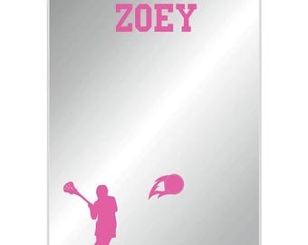 Sports Player Team Club Locker Mirror Magnet Back to School Decor Female Lacrosse Athlete Magnetic Organizer Accessory | Personalized  Free!