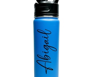 Botella de agua deportiva Frascos aislados de acero inoxidable de 18/32 oz Botella de agua personalizada, botella de agua personalizada, botella con nombre, mantiene el frío las 24 horas
