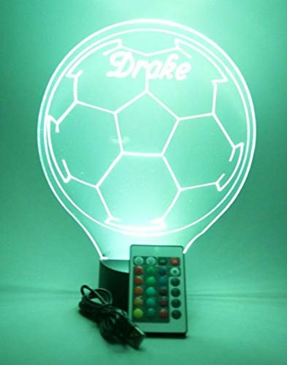 Light up Soccer Ball, Custom Engraved Night Light, Personalized Free, 16  Color Options With Remote Control 