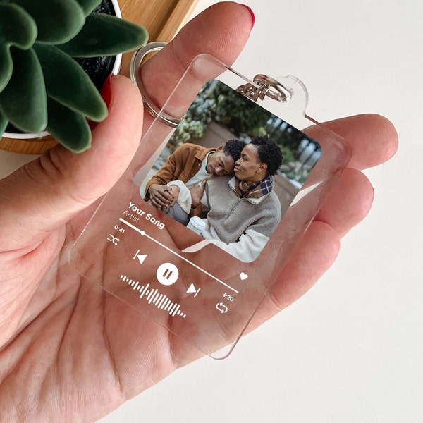 Custom Spotify keychain | Personalized Photo Keychain | Custom Song Plaque Keychain | Keychain For Lovers Friends Couple Wedding Anniversary