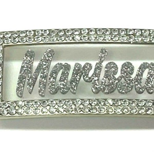 Adjustable Belt Buckle Laser Cut Personalized Custom Bling Rhinestone Silver Glitter Any Name, Word Fantastically Unique and Eye Catching image 5