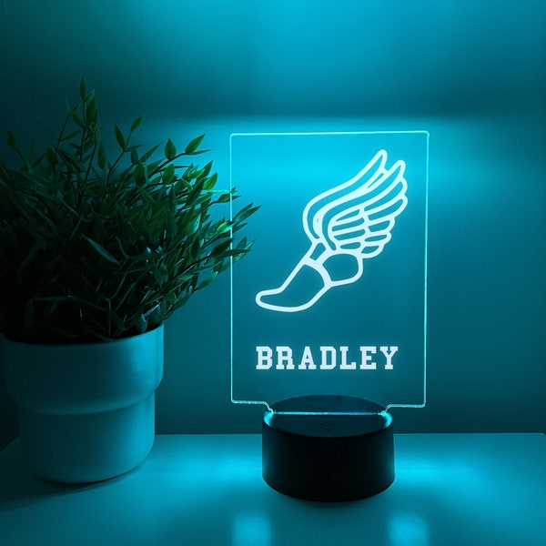 Track and Field Athlete Player Personalized LED Night Light Lamp - Custom Gift for Fans, Sports Bedroom, Game Room Decor, Remote Included