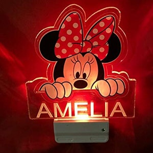 Minnie Mouse Night Light Multi Color Personalized LED Wall Plug-in Cool-Touch Smart Dusk to Dawn Sensor Childrens Bedroom Hallway Super Cool image 9