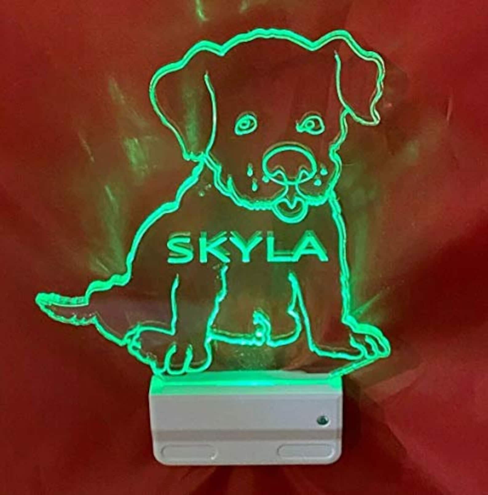 Puppy Dog Night Light Multi Color Personalized LED Wall Etsy