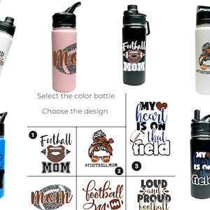Personalized Insulated Stainless Steel Sports 18/32oz Water Bottle Custom Football Player Mom ChoiceDesign Classic Thermal Flasks Easy Carry
