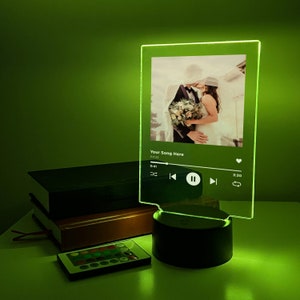 Placa de luz nocturna con foto personalizada, regalo para amantes de la música, regalo de Navidad, marco personalizado, decoración del dormitorio, luz nocturna LED personalizada, regalo para ella