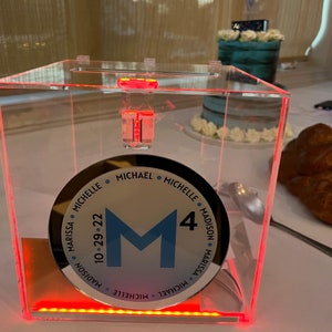 Caixa de cartão de presente personalizada para festa com iluminação cintilante, exibição de mesa, Mitzvah, Sweet Sixteen Quinceaneras - qualquer foto, logotipo e texto
