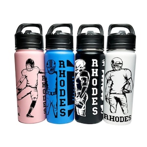Personalized Insulated Stainless Steel Sport 18/32oz Water Bottle Custom Name Football Player ChoiceDesign Classic Thermal Flasks Easy Carry