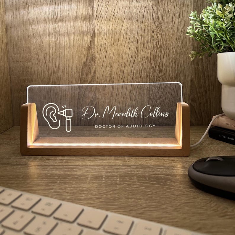 Personalized Name & Title Desk Plate Stand | Audiologist Medical ...