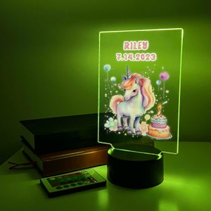 LED Night Lights Up for Girls Room Custom Cute Unicorn Princess Table Desk Lamp Personalized Names Engraved, Birthday, Christmas, Best Gifts