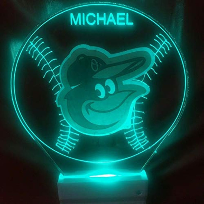 Baltimore Orioles Sports Baseball Night Light Multi Color Personalized LED Room Wall Plug-in Cool-Touch Smart Dusk to Dawn Sensor Super Cool image 8