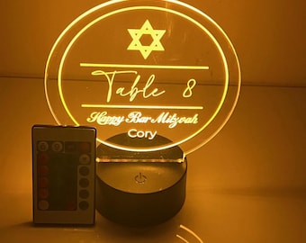 Custom Made Light Up LED Table Party Centerpiece Table Number 16 Colors With Remote Bar Bat Mitzvah Parties - Create Your Own Logo or Design