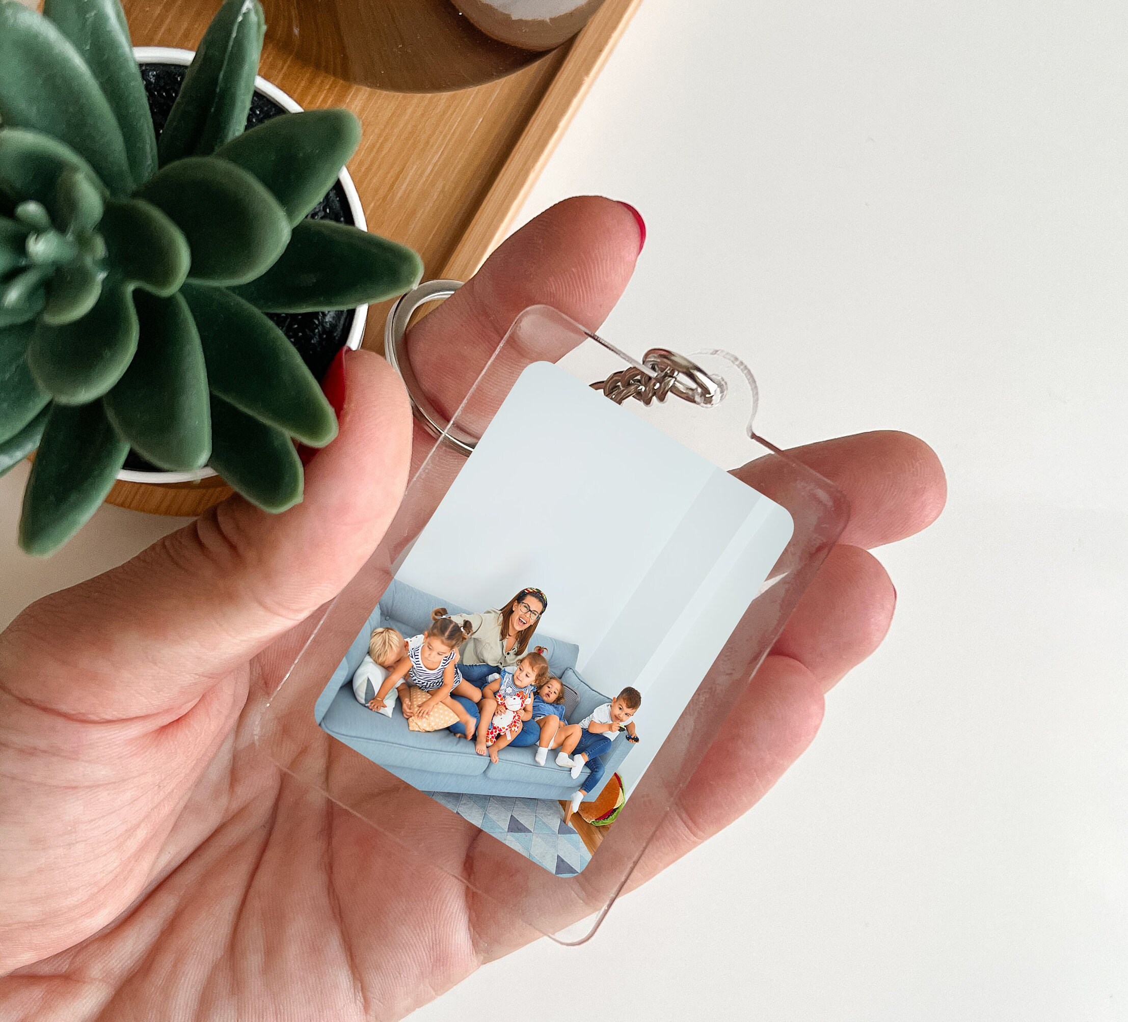 Custom Photo Keychain, Personalized Photo Picture Key Chain Ring Mom Mother Stepmom Birthday Christmas Gift Mother's Day Kids Children Child