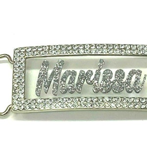 Adjustable Belt Buckle Laser Cut Personalized Custom Bling Rhinestone Silver Glitter Any Name, Word Fantastically Unique and Eye Catching image 6