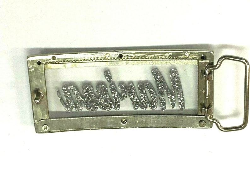 Adjustable Belt Buckle Laser Cut Personalized Custom Bling Rhinestone Silver Glitter Any Name, Word Fantastically Unique and Eye Catching image 3