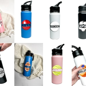 Personalized Insulated Stainless Steel Sports 18/32oz Flasks Water Bottle, Tennis Football Bowling Volleyball Golf Basketball Soccer, Choice