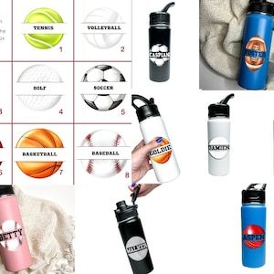 Personalized Insulated Stainless Steel Sports 18/32oz Flasks Water Bottle, Tennis Football Bowling Volleyball Golf Basketball Soccer, Choice