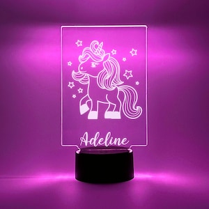 Custom Personalized Night Light Up Table Lamp LED Stand Girls Princess Magical Baby Unicorn Nursery Home Room Décor Gift 16 Colors & Remote