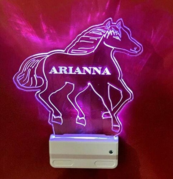 Horse Night Light Multi Color Personalized LED Wall Plugin Etsy