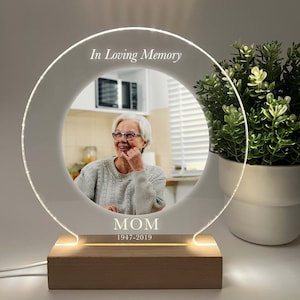 Custom Personalized Photo LED Wood Stand Room Night Light Up Table Lamp In Loving Memory Condolence Remembrance Loss Sympathy Memorial Gift