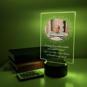 Personalized Unique Sympathy Gifts For Loss Custom In Loving Memory Loved One Light Up Picture Frame Photo & Text Memorial Plaque Night Lamp