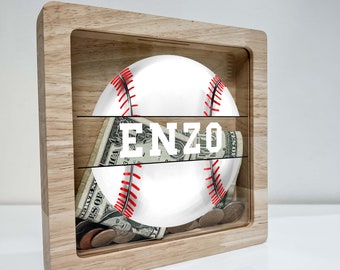 Personalized Savings Piggy Bank Money Box, Baseball Sports Player Boys Gift Baseball Room Decor Ideal Holiday Gift - Teach Savings in Style!