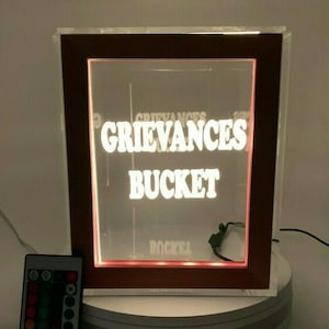 Fantastically Unique Eye Catching Tip Box Raffle Fund Raiser Donation Jar Personalized Engraved LED Lights 16 Colors 7&quot;W x 8.5&quot;H Container