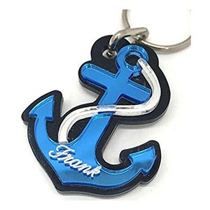 Boat Anchor Keychain Personalized Custom Name Free Engraved Key Chain Any Name Key Ring Clip on Bag Backpack Luggage Tag, Perfect Gift