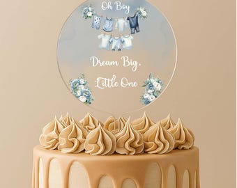 Personalized Baby Boy Baby Shower Cake Topper Welcome Baby Oh Boy Party Decoration Custom New Born Top Centerpiece Decor | Celebrate & Party