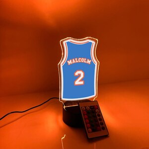 Personalized Name & Number Basketball Jersey Player Fan Team Sports Themed Night Light 16 Colors Lamp LED Room Man Cave Decor, Oklahoma City