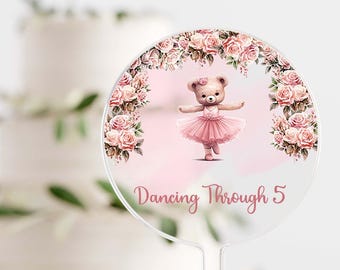Personalized Ballerina Dance Dancing Bear Happy Birthday Cake Topper Girls Theme Party Decoration Top Centerpiece Decor | Celebrate & Party!