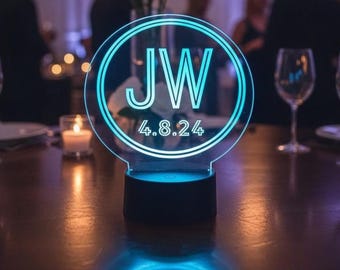 Custom Made 16 Colors LED Table Party Centerpiece Table Number Wedding Mitzvah Parties - Create Your Own Logo or Design & Light Up the Party