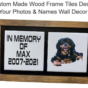 パーソナライズされた木製フレーム 大型 6x6 タイル 写真、名前をデザイン 壁掛け ホームデコレーション フォトフレーム 手作り & カスタムデザイン