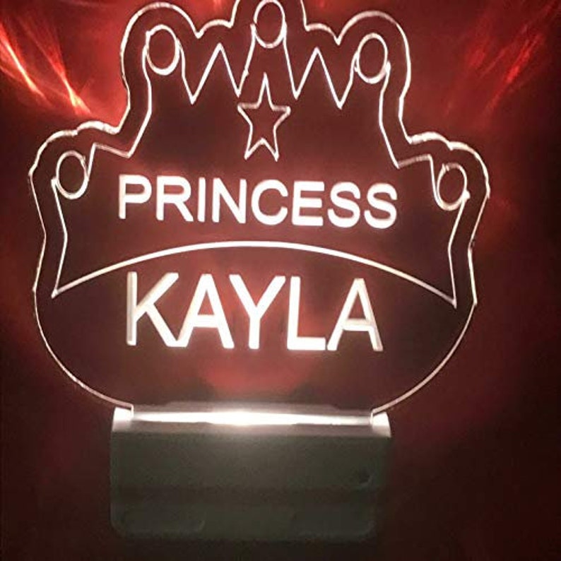 Princess Crown Night Light Multi Color Personalized LED Wall Plug-in ...