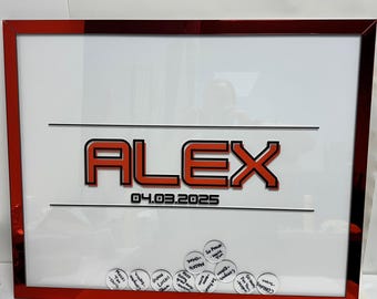 Drop In Acrylic Party Signature Sign In Boards With Logo Personalized Custom Made Order, Bar Bat Mitzvah Sweet 16 Quinceanera Birthday Party