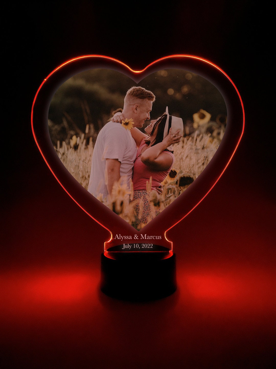 Custom Couple Partner Personalized Heart Light up Lamp LED Photo