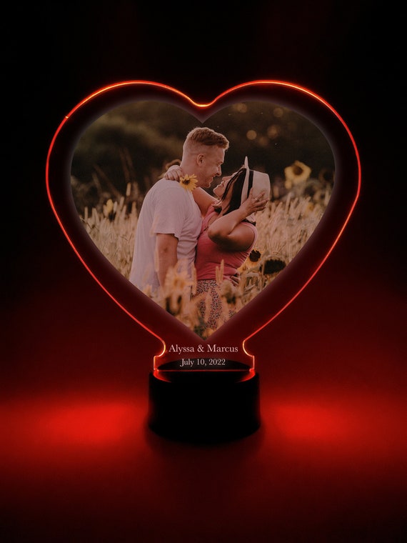 Cornice Cuore Con Foto Personalizzata - Regalo Romantico Con Luce LED Per Coppie - Foto 2