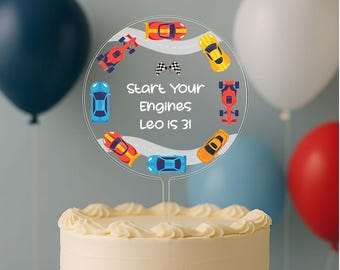 Personalized Race Car Happy Birthday Cake Topper Boys Girls Kids Racing Theme Party Decoration Top Centerpiece Decor | Celebrate & Party!