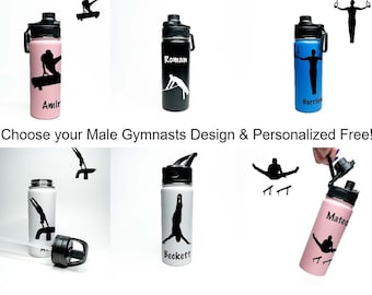 Personalized Insulated Stainless Steel Mens Boys Male Gymnasts Gymnastics Sports 18/32oz Water Bottle Keep Cold 24hrs Classic Thermal Flasks