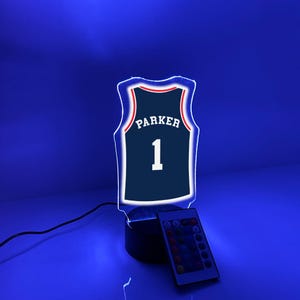 Personalized Name & Number Basketball Jersey Player Fan Team Sports Themed Night Light 16 Colors Lamp LED Room Man Cave Decor, Los Angeles