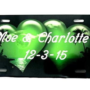 Doppelte Herzen Palme Szenisch Personalisiert Individualisiert Lizenz Vanity Plate Auto Auto Tag Auto Auto Kennzeichen Design, Tolles Geschenk