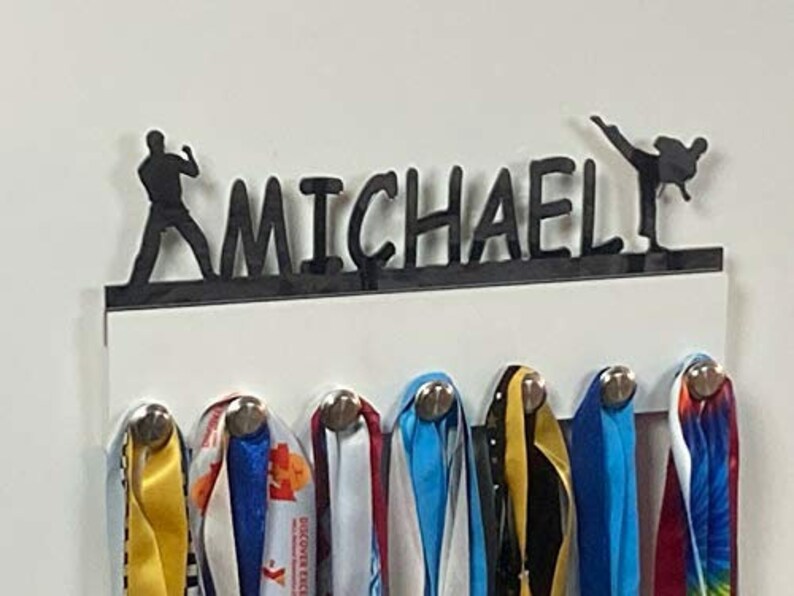 Tai Kwon Do Display Rack Custom Personalized Name Medal Holder Taekwondo Tae Kwon Do Belts ...